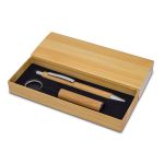 Bambusowy długopis i latarka w pudełku Pelak - 50 szt. z nadrukiem full kolor R02319